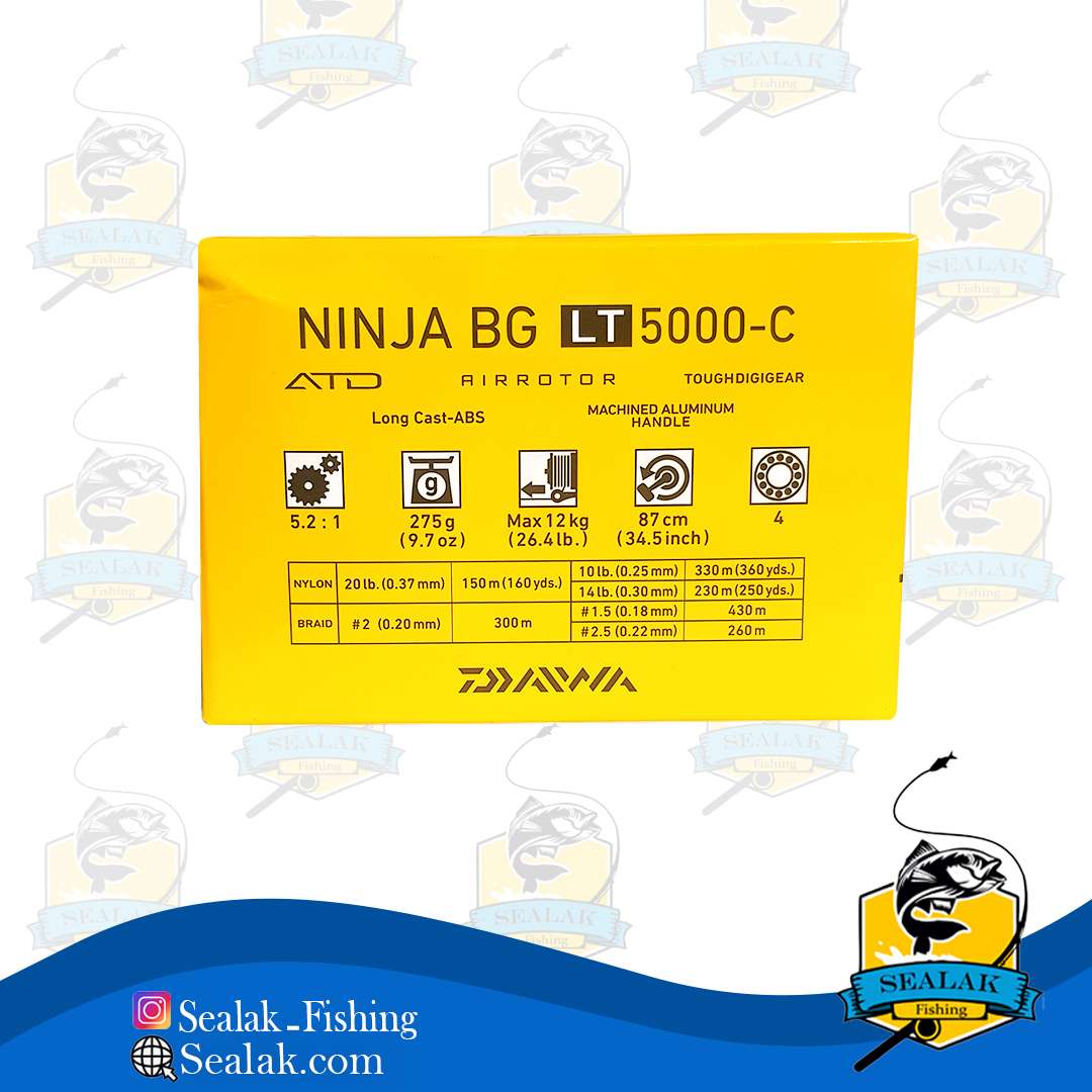 چرخ ماهیگیری برند Daiwa مدل Ninja-5000C کد BG-LT چرخ ماهیگیری برند Daiwa مدل Ninja-5000C کد BG-LT