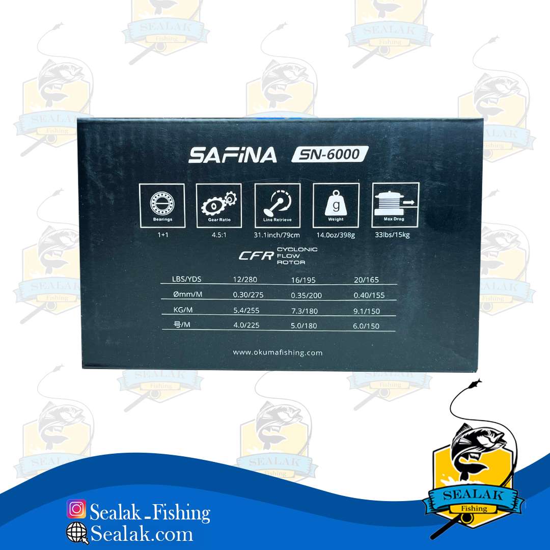 چرخ ماهیگیری برند Okuma مدل Safina-6000 چرخ ماهیگیری برند Okuma مدل Safina-6000
